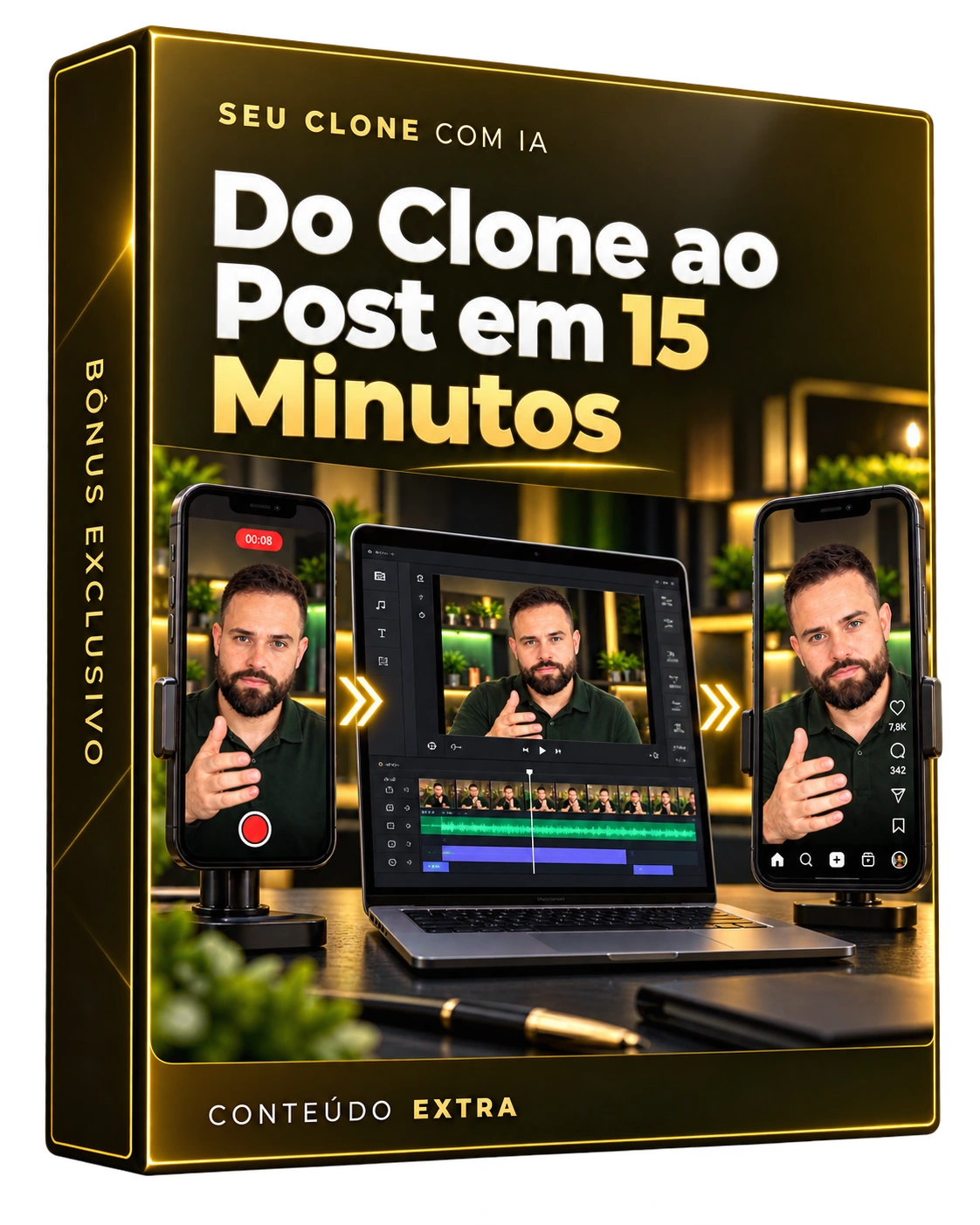 Mockup digital de Do Clone ao Post em 15 Minutos