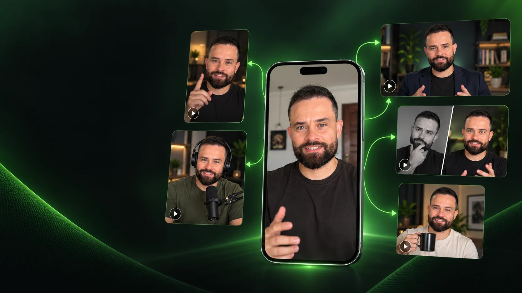 Rômulo Ferreira e diferentes aplicações de seu clone em vídeos, podcast e conteúdo digital